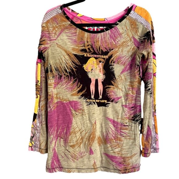 Custo Barcelona "A Backstage Slice Of Life" Floral Sequin Long Sleeve Top - M - Picture 1 of 11